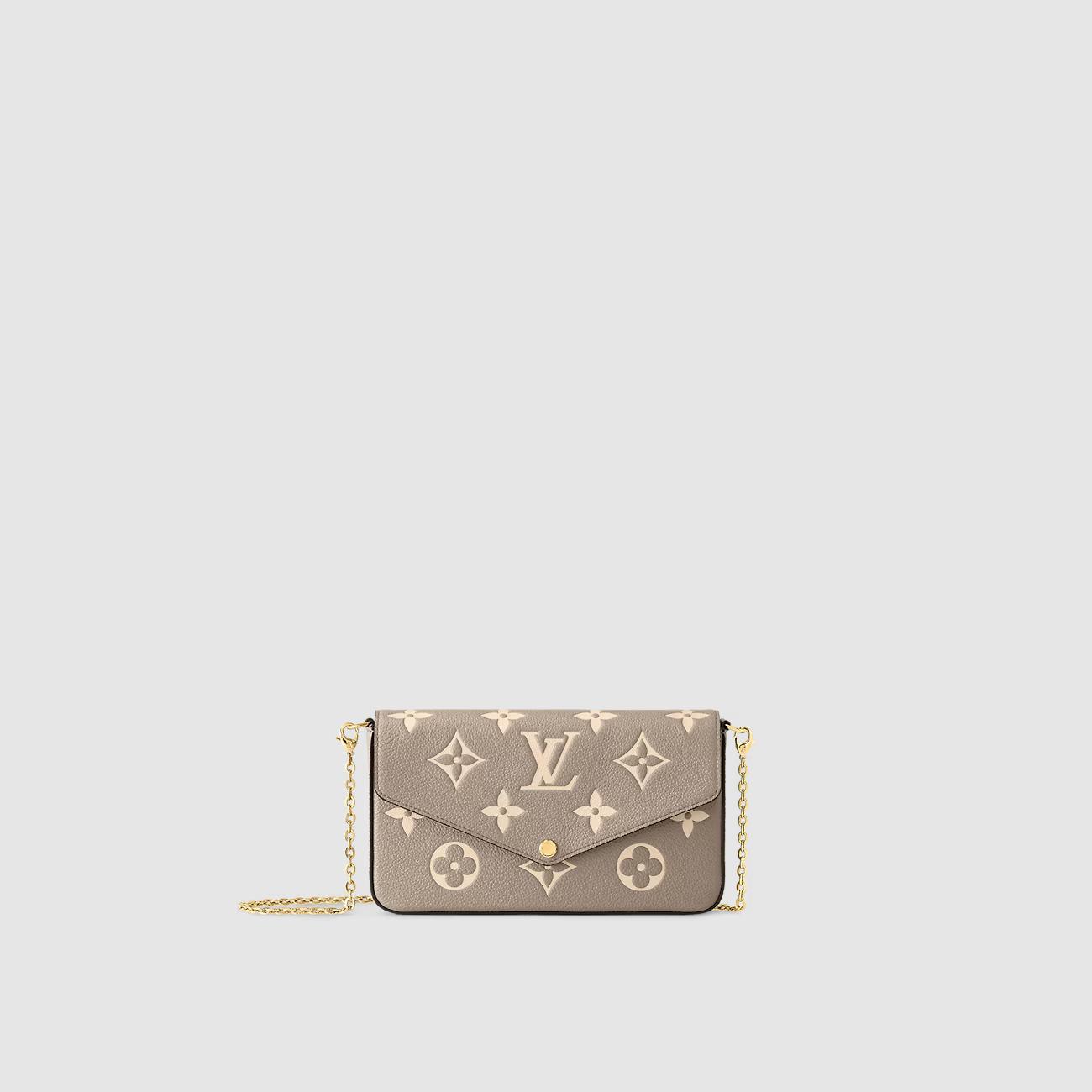 Túi Louis Vuitton Félicie Pochette Nữ Monogram Empreinte Xám Kem